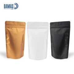 Mat Siyah - Beyaz - Gold Alüminyum Kilitli Doypack ( Baskısız )