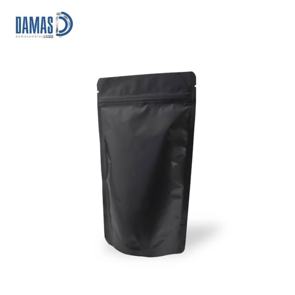 Mat Siyah - Beyaz - Gold Alüminyum Kilitli Doypack ( Baskısız )