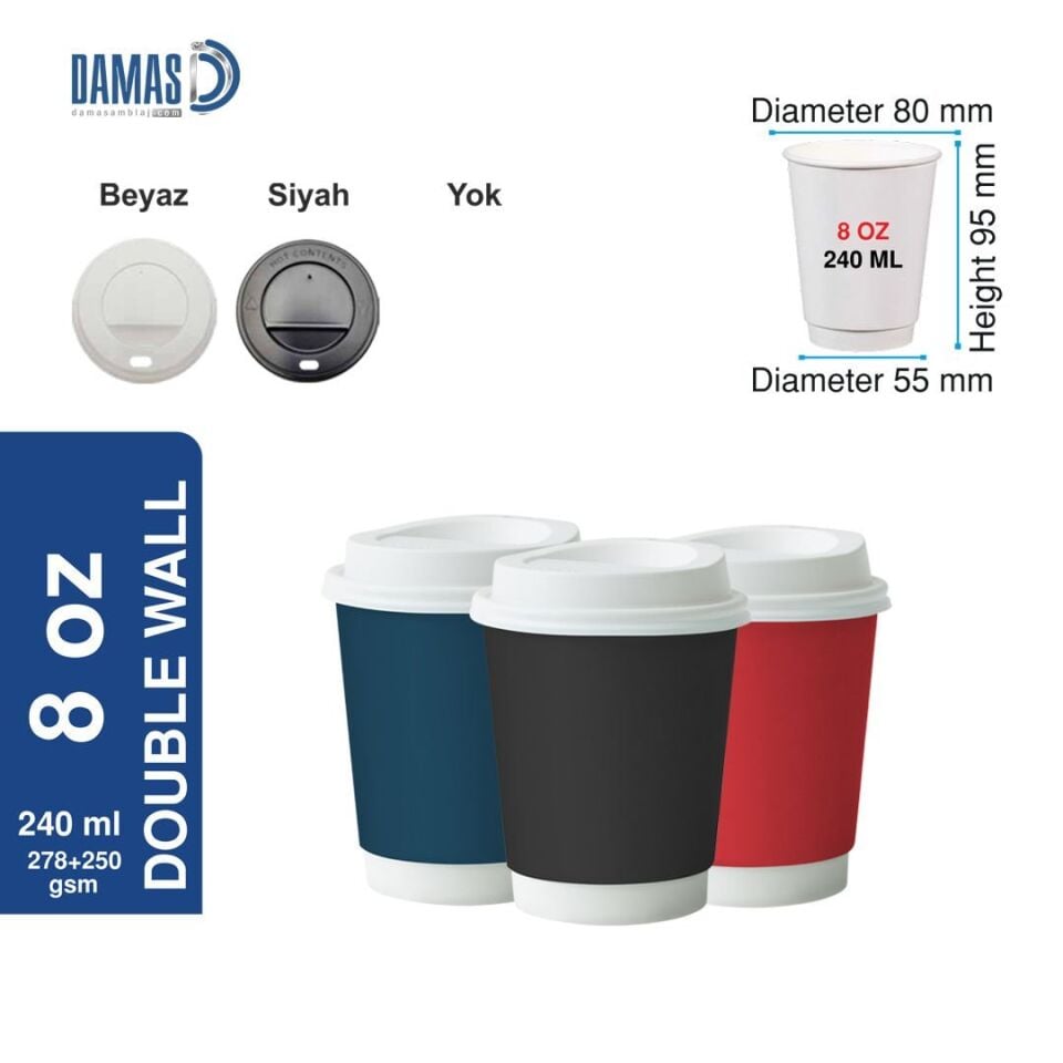 Double Renkli Karton Bardak ( Baskısız )