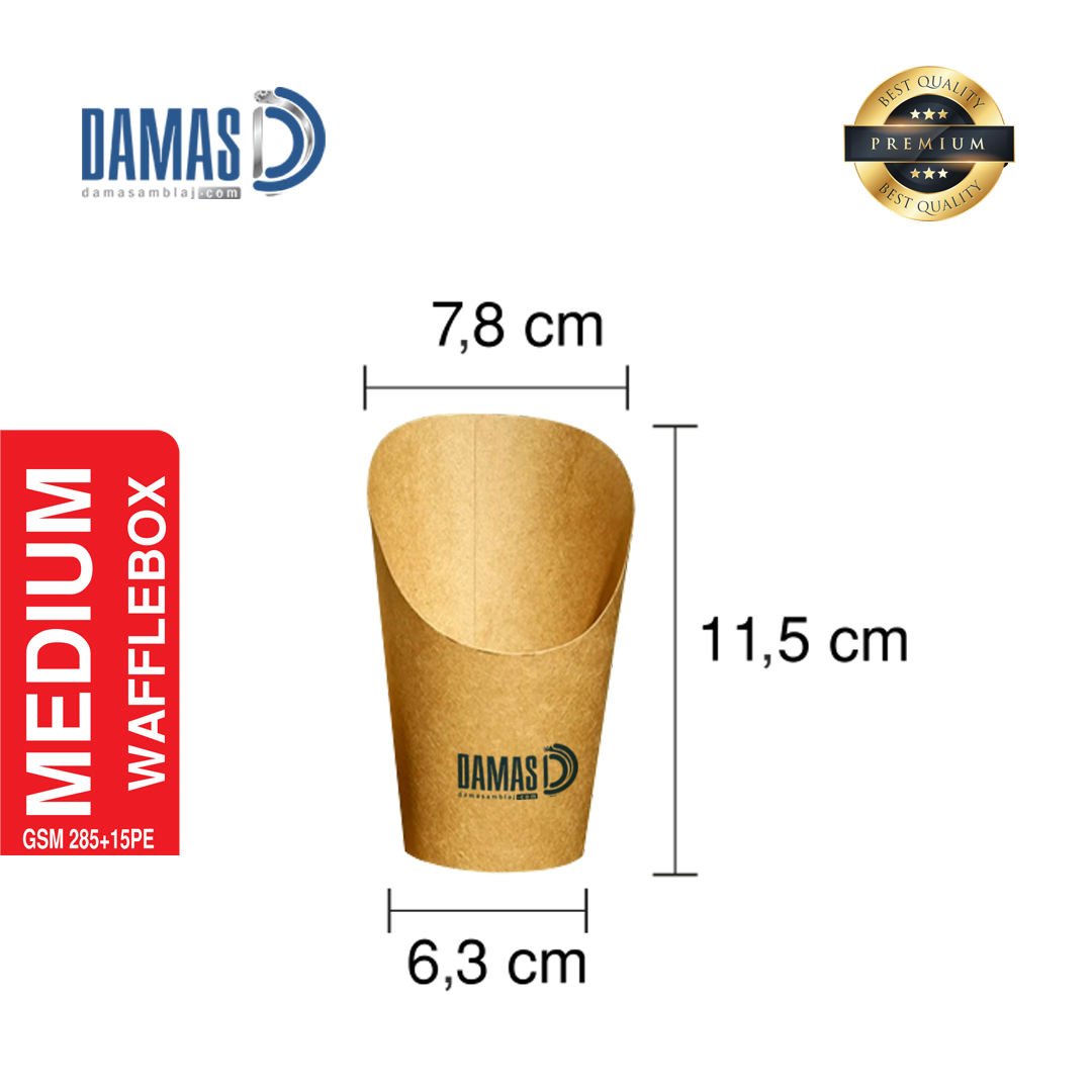 Waffle Box Kraft ( Baskılı / Baskısız ) M - 7,8 x 11,5 x 6,3 cm - Baskılı - 50.000 adet