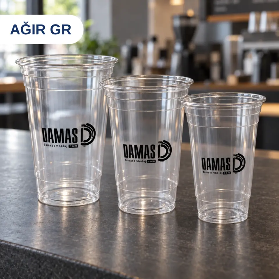 Şeffaf Plastik Bardak PET Baskılı Ağır Gr (Büyük Ölçü)