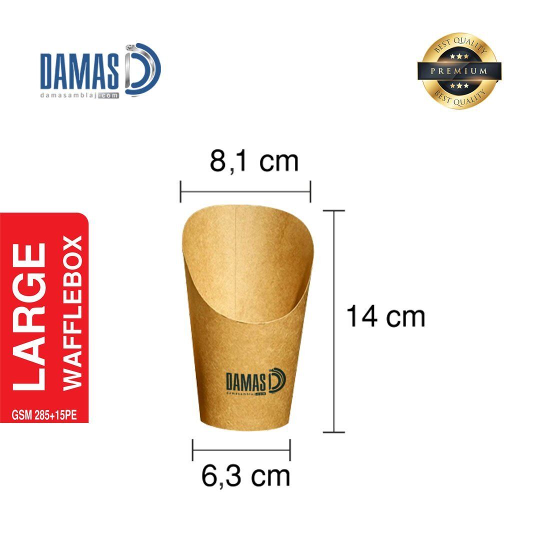 Waffle Box Kraft ( Baskılı / Baskısız ) L - 8,1 x 14 x 6,3 cm  - Baskılı - 100.000 adet