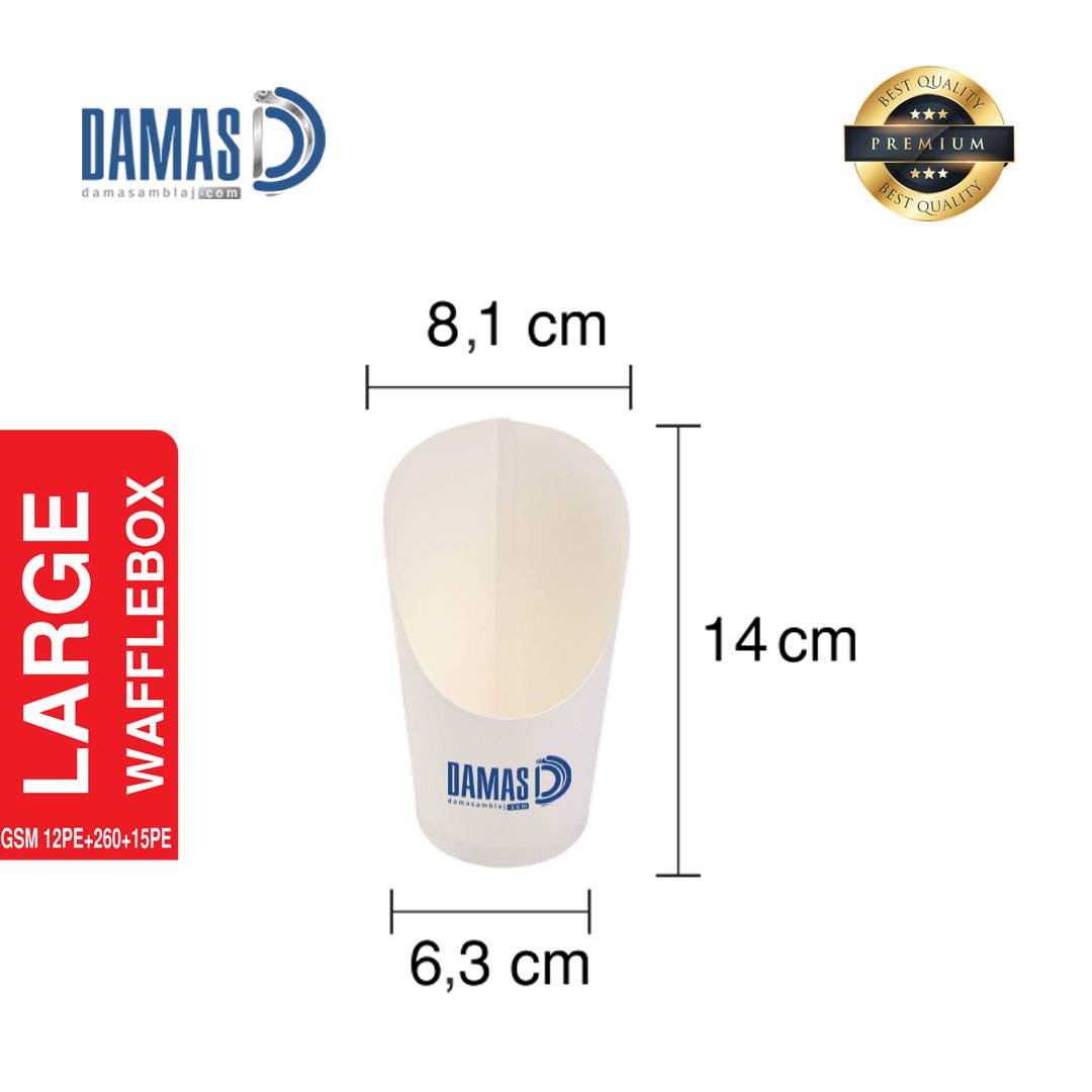Waffle Box Beyaz ( Baskılı / Baskısız ) L - 8,1 x 14 x 6,3 cm  - Baskılı - 100.000 adet