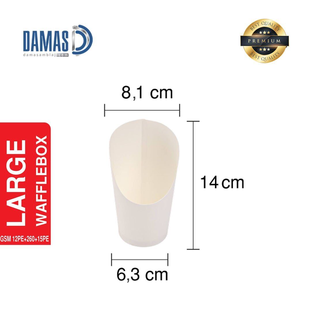 Waffle Box Beyaz ( Baskılı / Baskısız ) L - 8,1 x 14 x 6,3 cm  - Baskısız - 100.000 adet