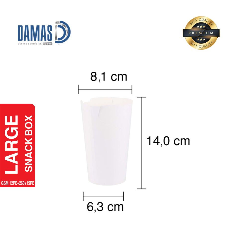 Snack Box  Beyaz ( Baskılı / Baskısız ) L - 8,1 x 14 x 6,3 cm  - Baskılı - 50.000 adet