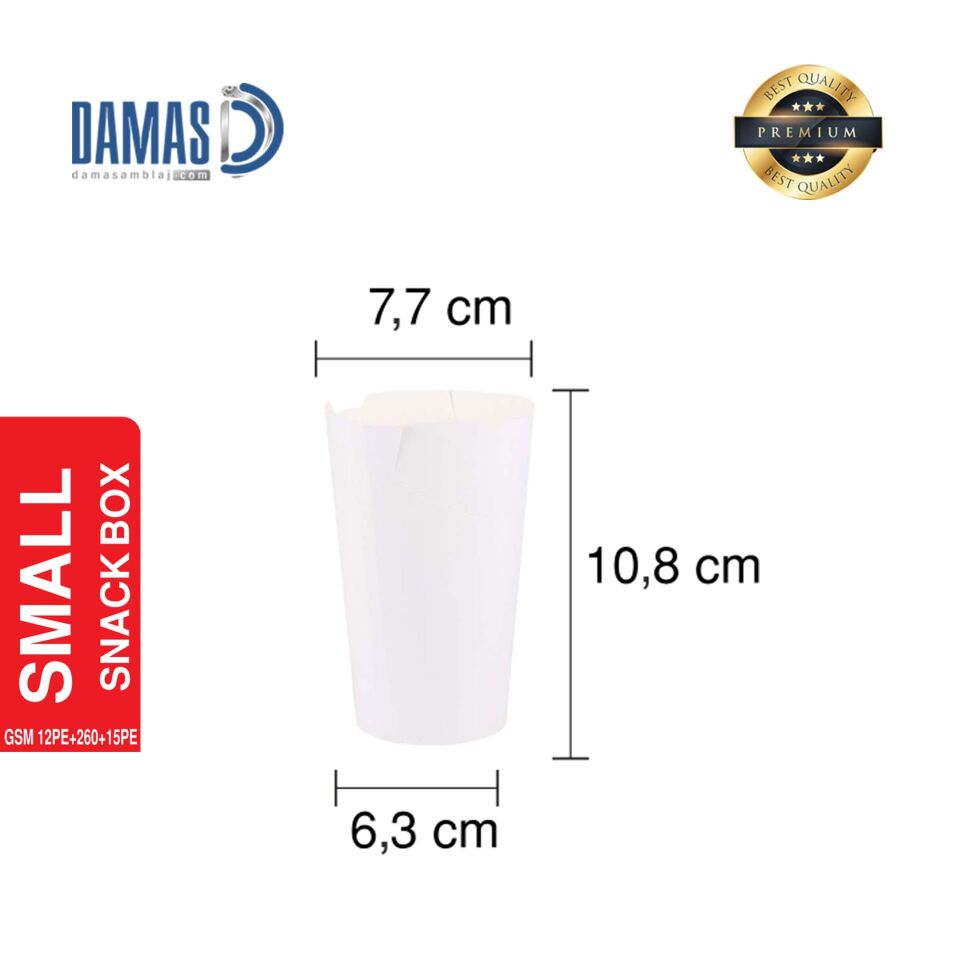 Snack Box  Beyaz ( Baskılı / Baskısız ) L - 8,1 x 14 x 6,3 cm  - Baskılı - 50.000 adet