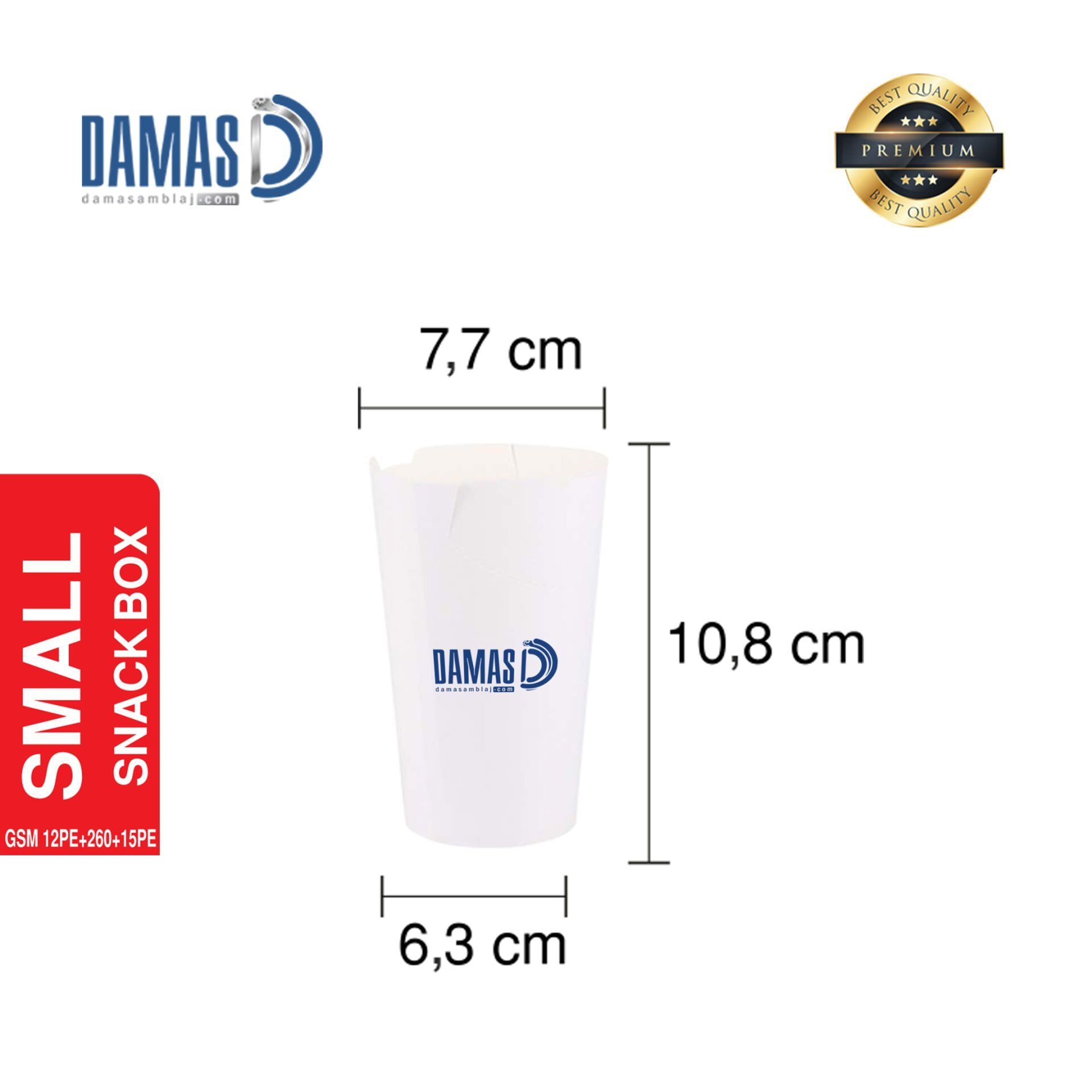 Snack Box  Beyaz ( Baskılı / Baskısız ) S - 7,7 x 10,8 x 6,3 cm - Baskılı - 100.000 adet