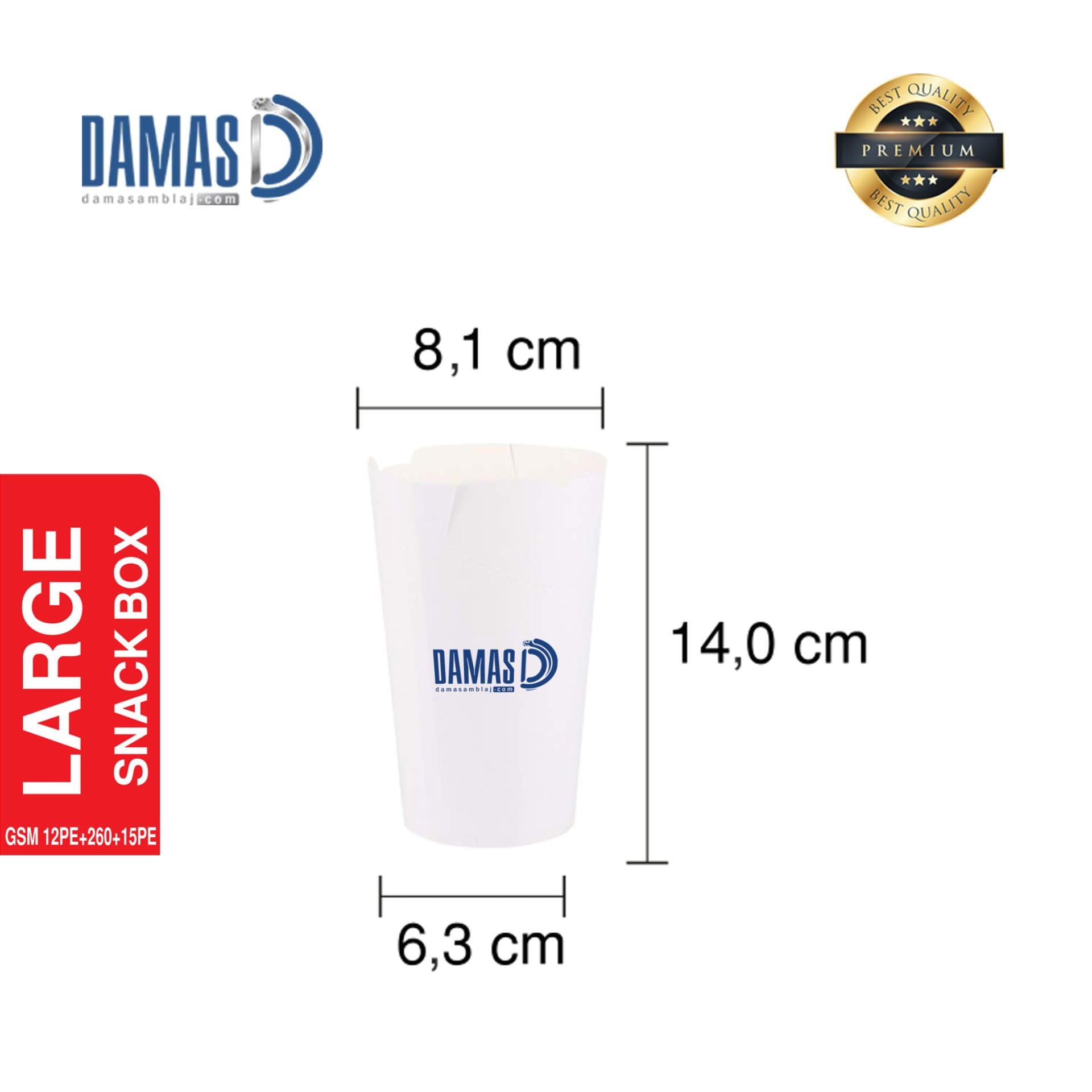 Snack Box  Beyaz ( Baskılı / Baskısız ) L - 8,1 x 14 x 6,3 cm  - Baskısız - 100.000 adet