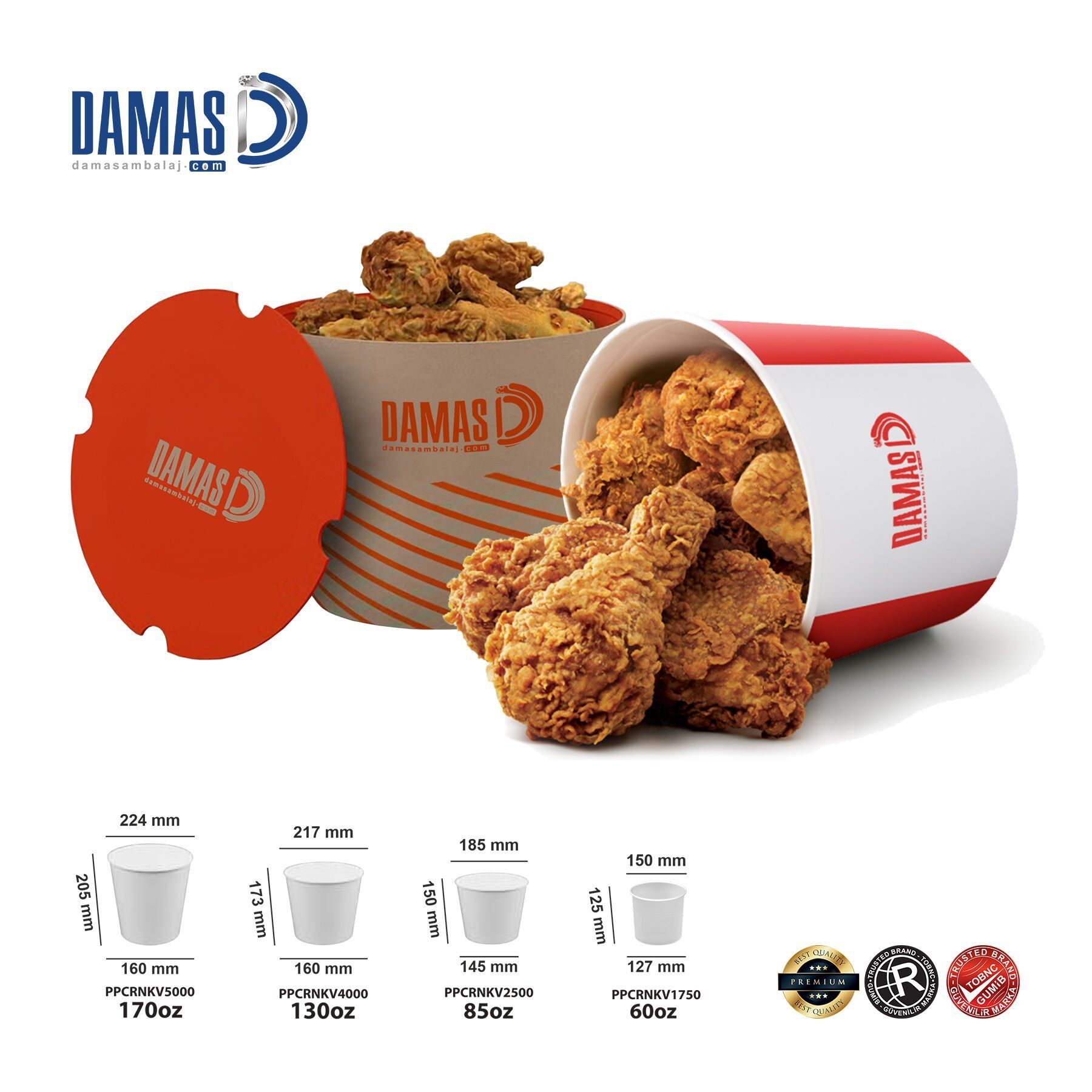 Fastfood Karton Kova (Baskılı) 50.000 adet - 60 Oz - 150x127x125 mm - Kapaksız - Baskısız
