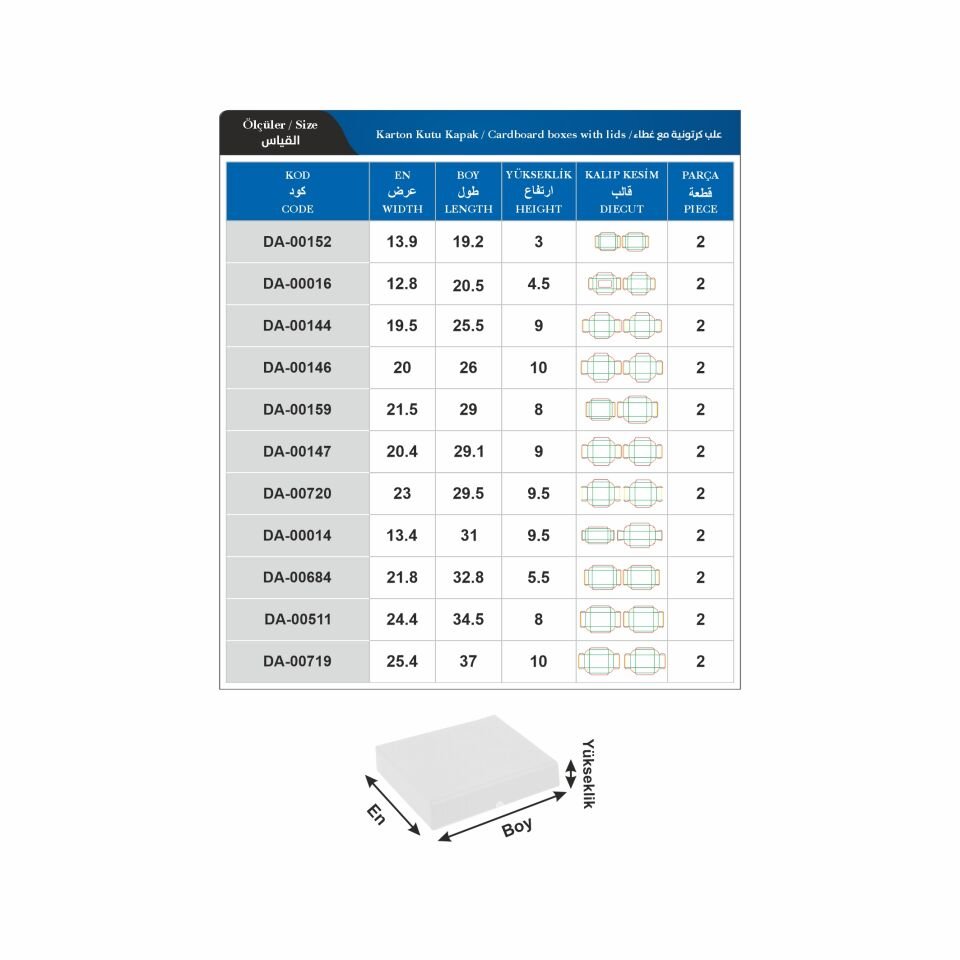 Karton Kutu KK06 (Kutu Kapak)