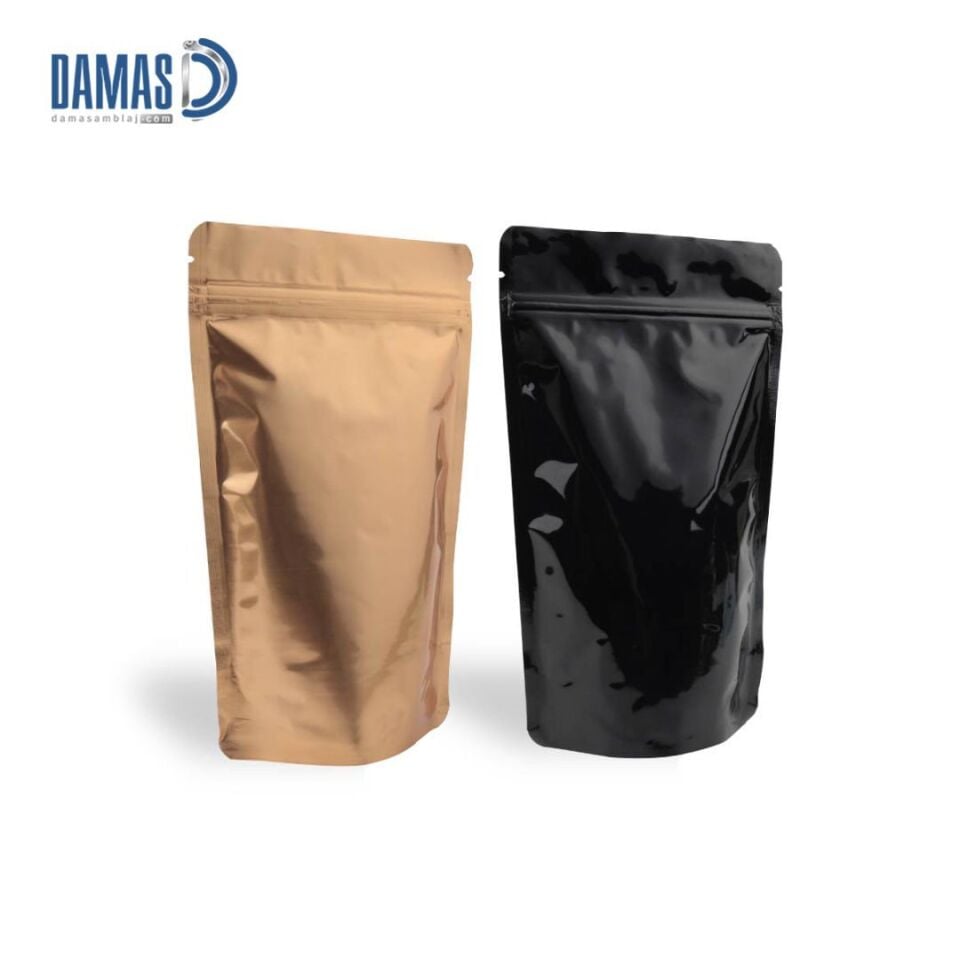 Parlak Siyah - Gold Alüminyum Doypack ( Baskısız )