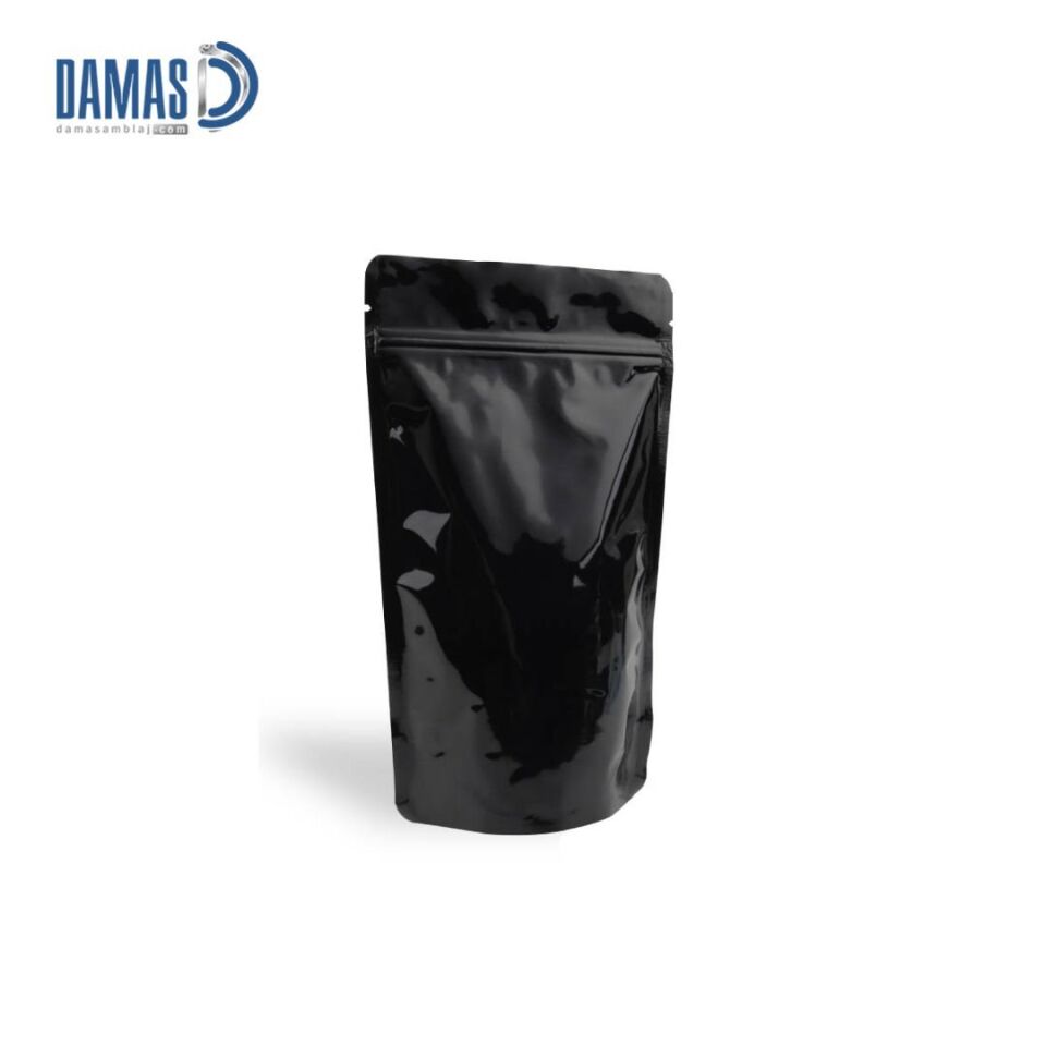 Parlak Siyah - Gold Alüminyum Doypack ( Baskısız )