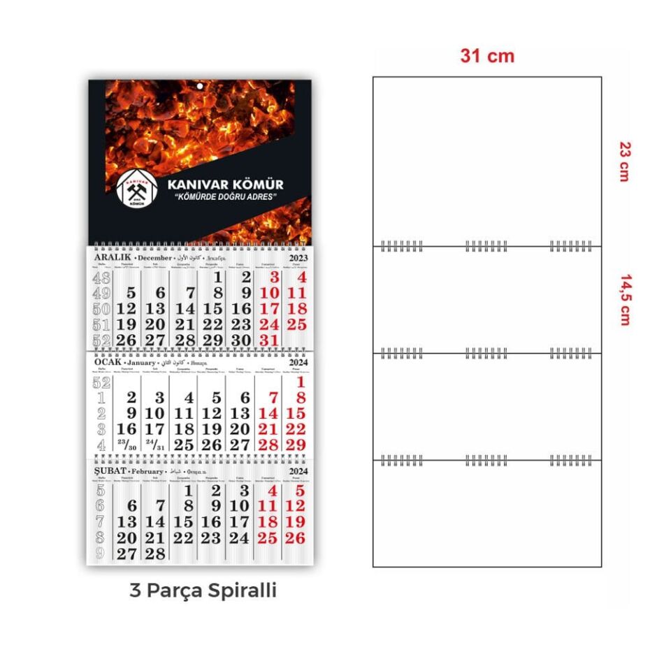 Gemici Takvimi Spiralli Ala-04 (ÖZEL BASKI) 250 Adet - Spiralli 2 Parça