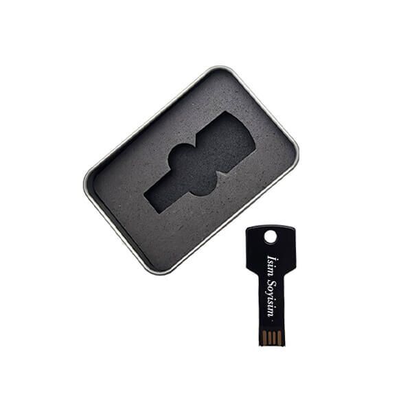 Anahtar Metal USB Bellek 16GB 32GB Siyah - Çift Yön UV Baskı  - 250 Adet - 32GB Kapasite
