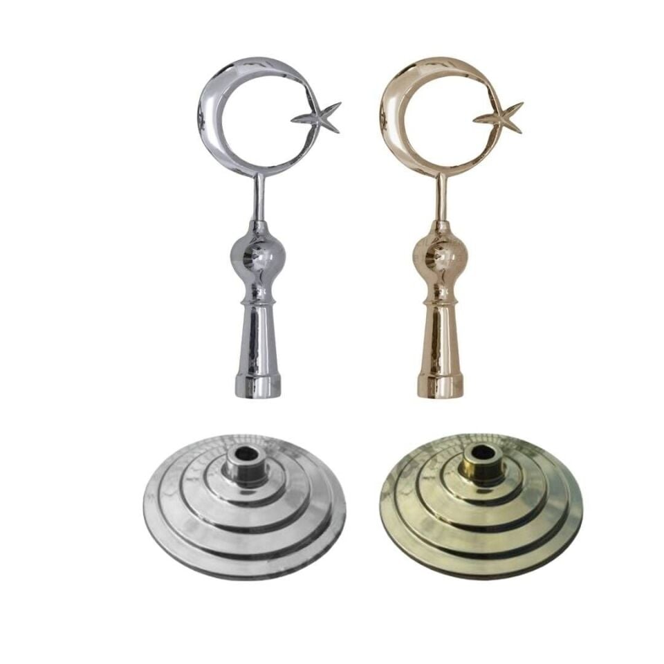 Tekli Makam Bayrağı | Krom / Altın Direk DMSMB-01