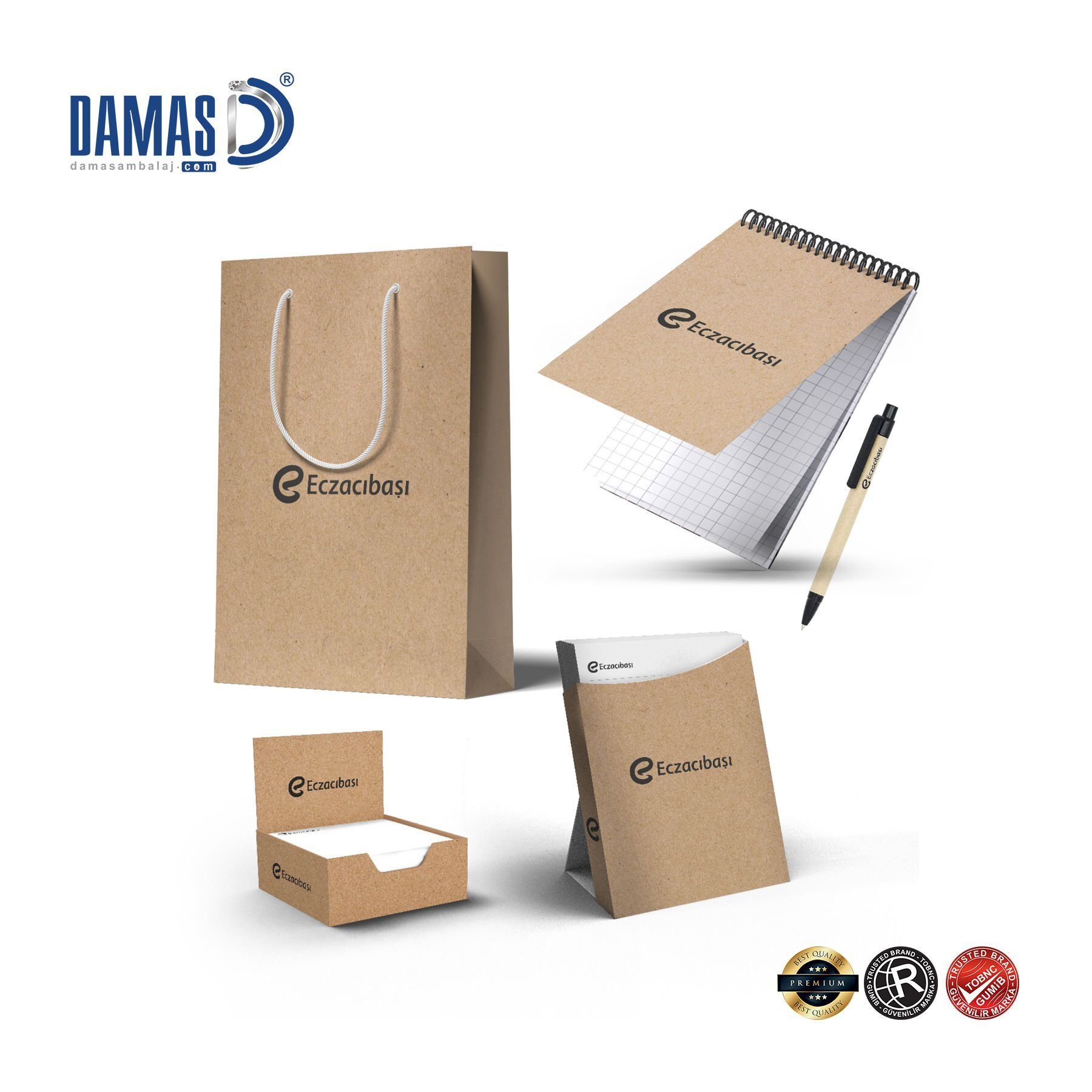 Kraft - Logo Baskılı 5'lı Kurumsal Hediye Seti