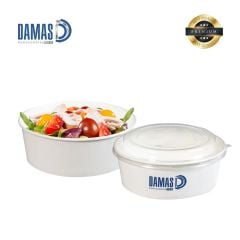 وعاء طعام كرتون دائري ابيض