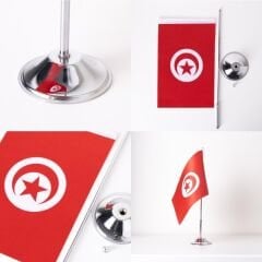 Masa Bayrağı Setleri Logo Basklı | DMSPMB-05 3'lü Set - 12 Adet