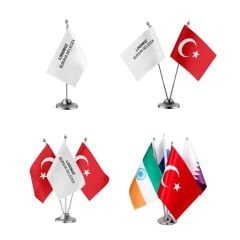 Masa Bayrağı Setleri Logo Basklı | DMSPMB-05