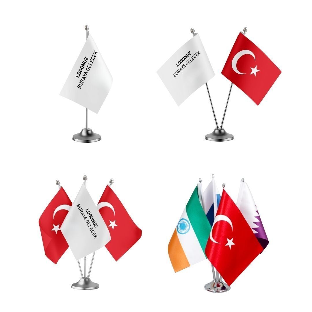Masa Bayrağı Setleri Logo Basklı | DMSPMB-05