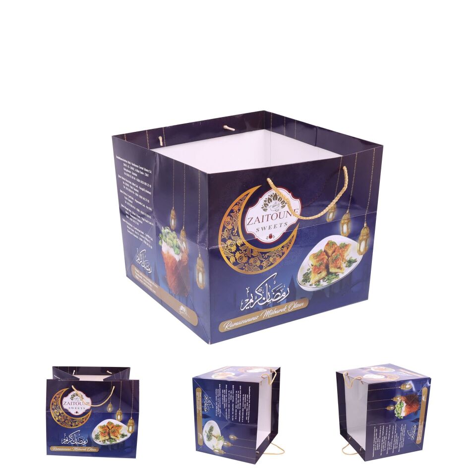 İpli Karton Çanta Baskılı (Büyük) 4XL - 5.000 adet - Mat Selefon + Altın Yaldız