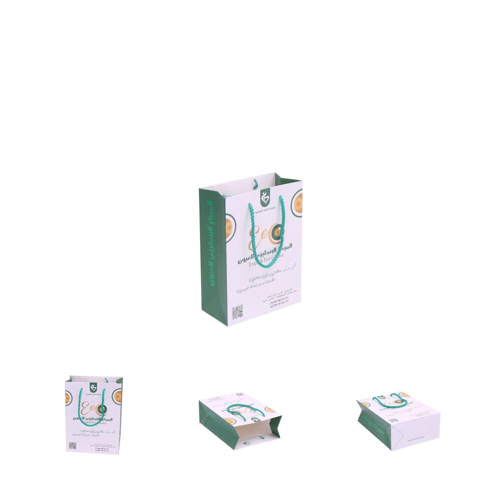 كيس من الورق المقوى بحبل مطبوع (XS-D3550) 1000 قطعة - سيلوفان لامع