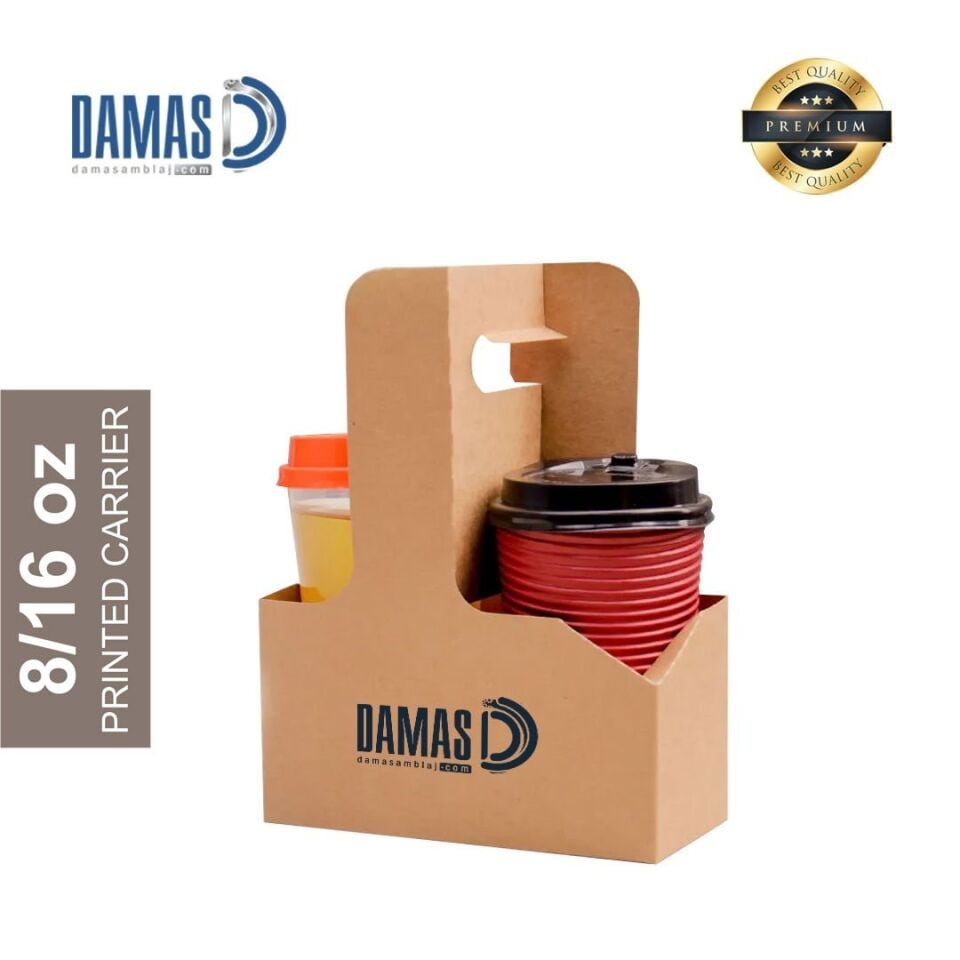 Karton Bardak Taşıyıcı Saplı Standart 2'li ( Baskılı )