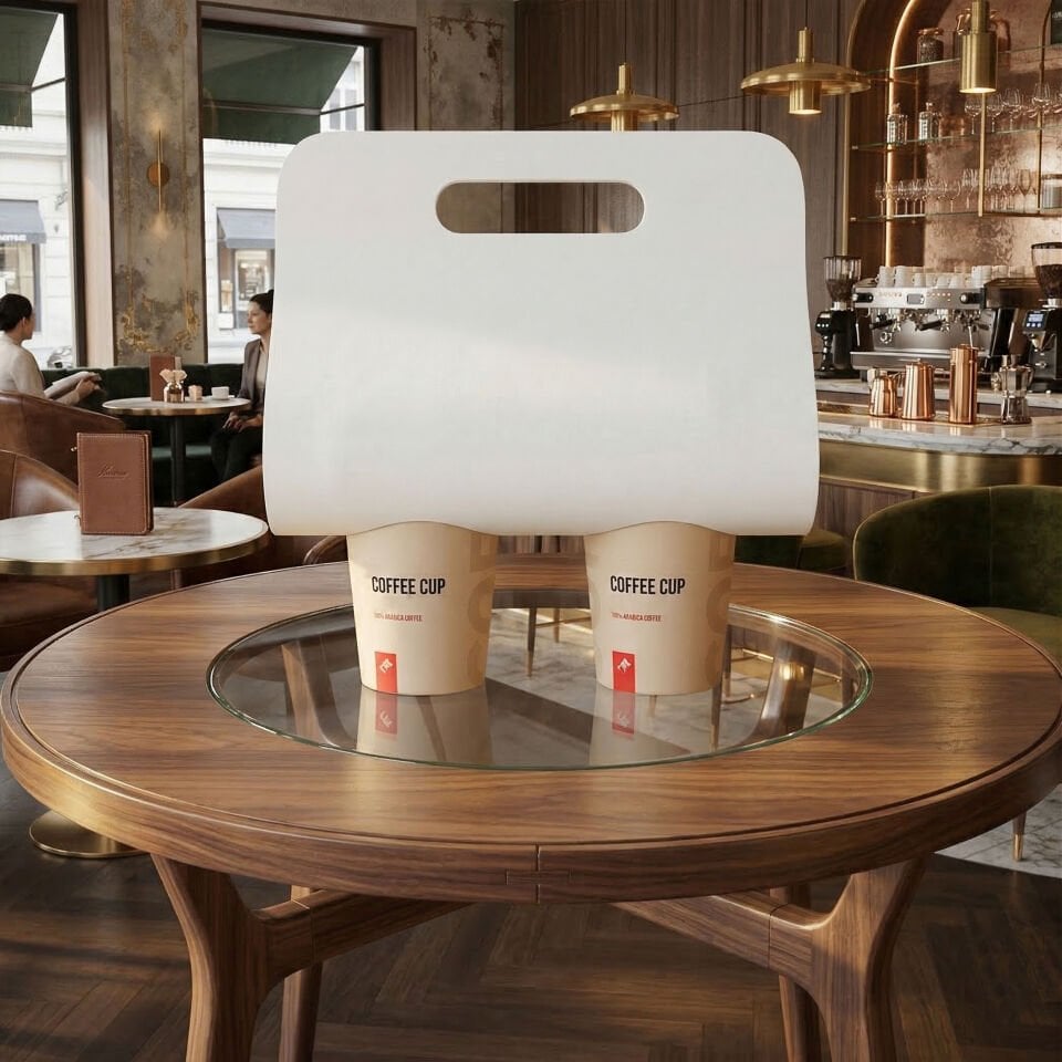 Saplı Karton Bardak Taşıyıcı 2'li ( Baskısız )