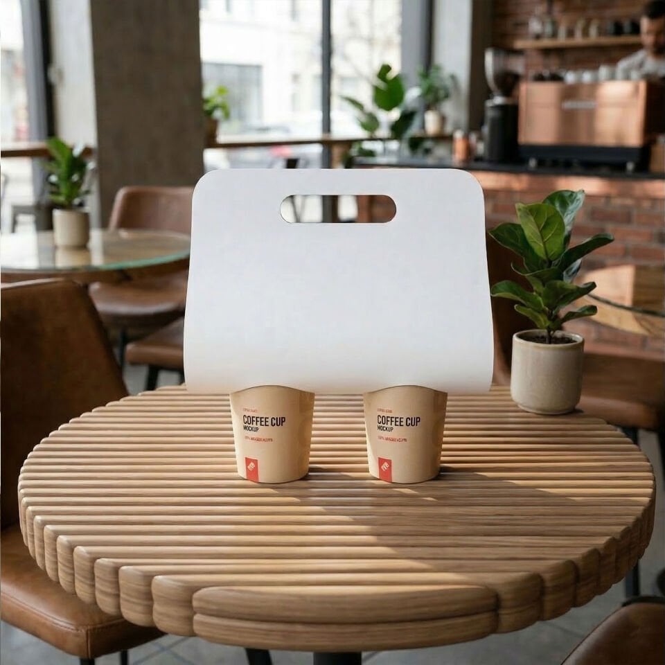 Saplı Karton Bardak Taşıyıcı 2'li ( Baskısız )