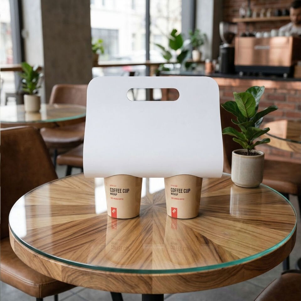 Saplı Karton Bardak Taşıyıcı 2'li ( Baskısız )