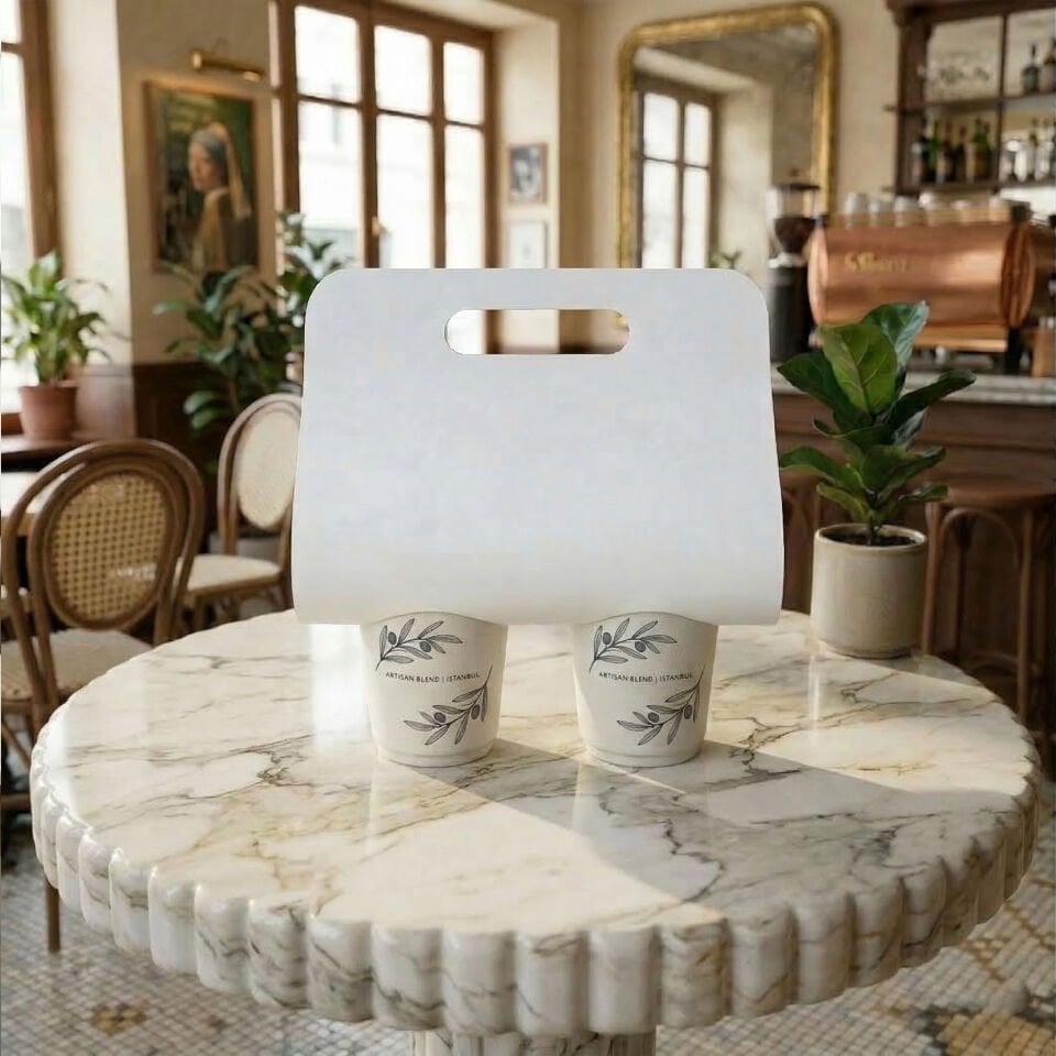 Saplı Karton Bardak Taşıyıcı 2'li ( Baskısız )