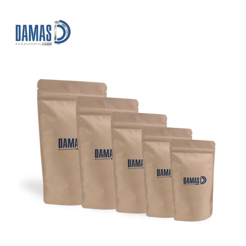 Kilitli Penceresiz Kraft Doypack (Baskılı) 500 Adet - 16x27 cm - 500gr - 2 renk çift yön