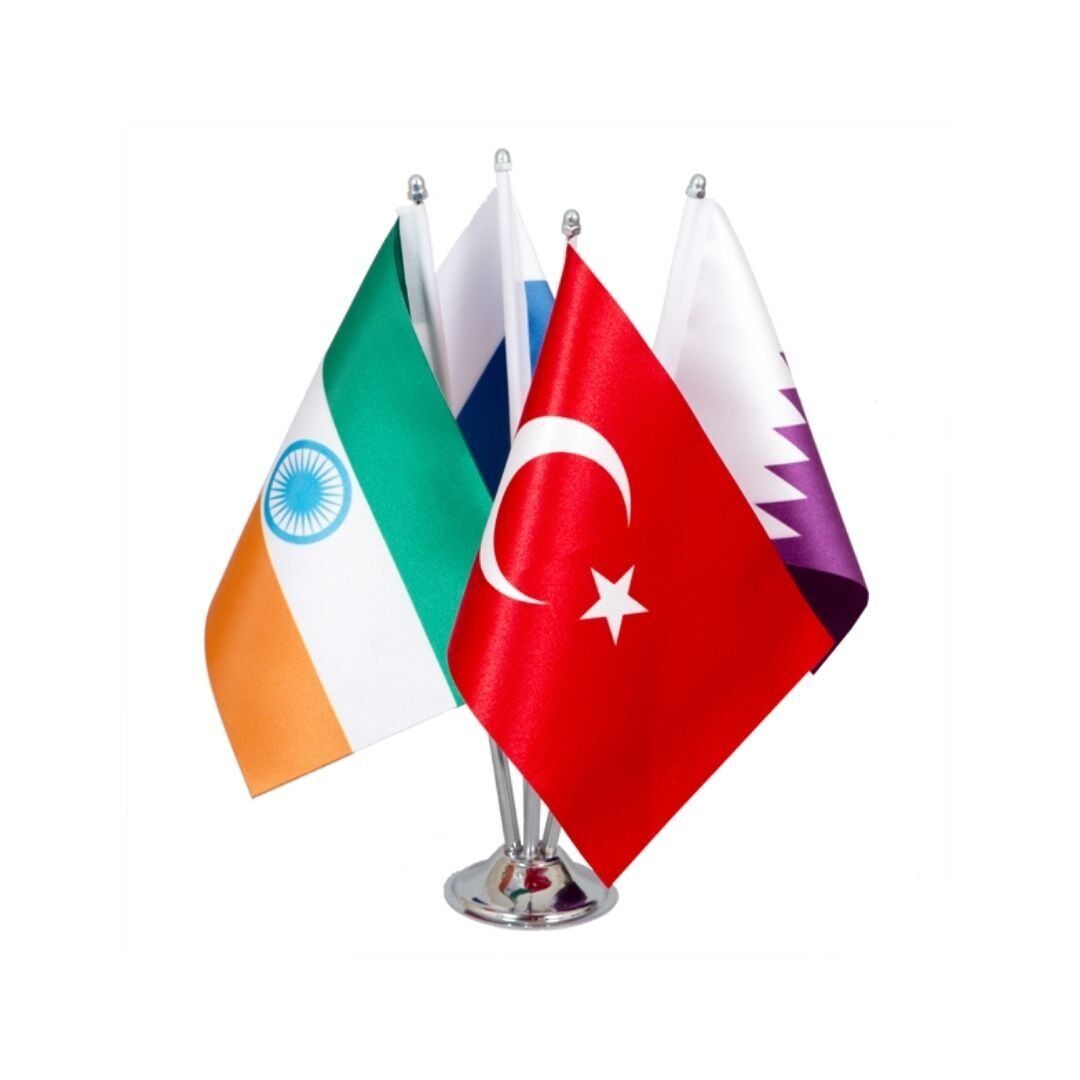 Masa Bayrağı Setleri Logo Basklı | DMSPMB-05 4'lü Set - 18 Adet