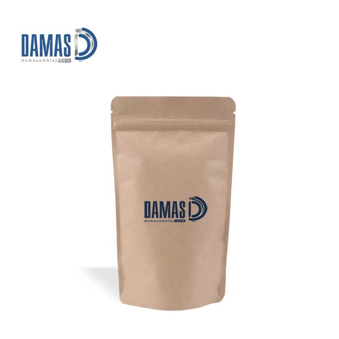 Kilitli Penceresiz Kraft Doypack (Baskılı) 1.000 adet - 8,5x14 cm - 50gr - 2 renk çift yön