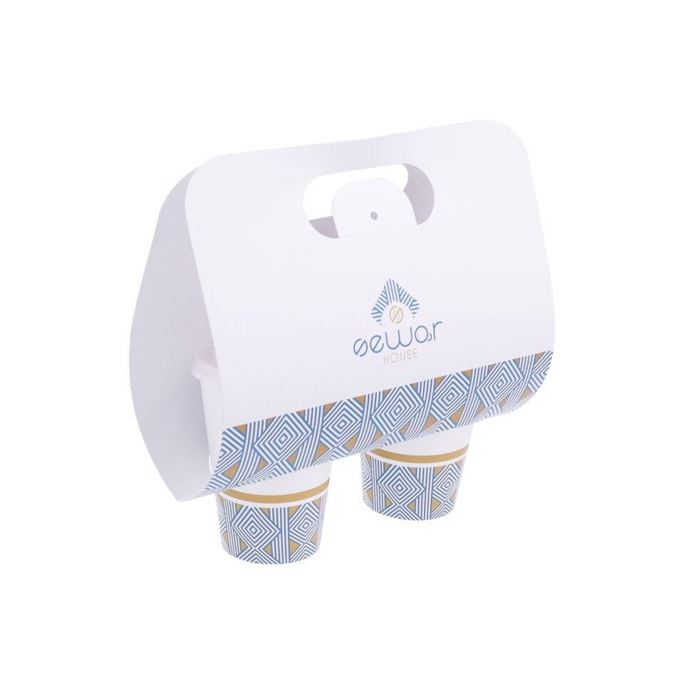 Saplı Karton Bardak Taşıyıcı 2'li ( Baskılı )