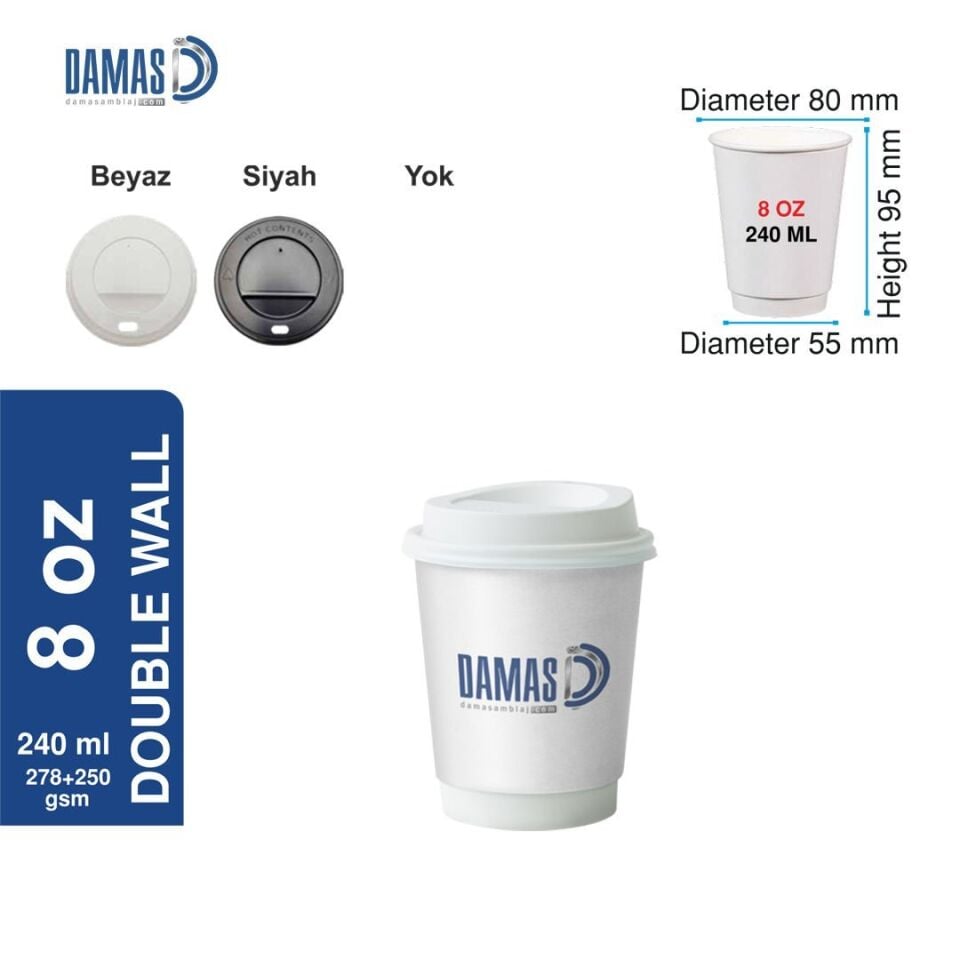 Double Wall Karton Bardak (Baskılı) 1.000 adet  - 14 oz - Var
