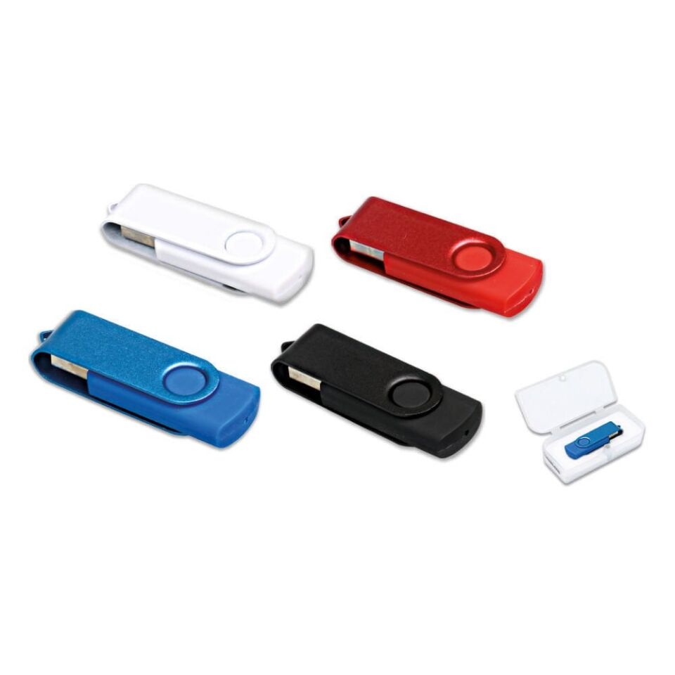 METAL USB BELLEK 8113 Beyaz  - Çift Yön UV Baskı  - 500 adet - 32GB Kapasite