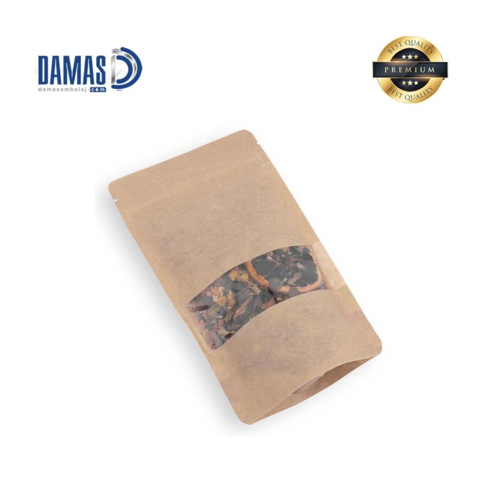 Kraft Pencereli Kilitli Doypack (Baskısız) 18x29 cm - 750gr - 1.000 adet
