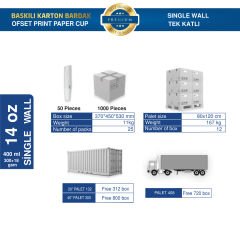 Karton Bardak Tek Katlı 14 oz ( Baskılı )