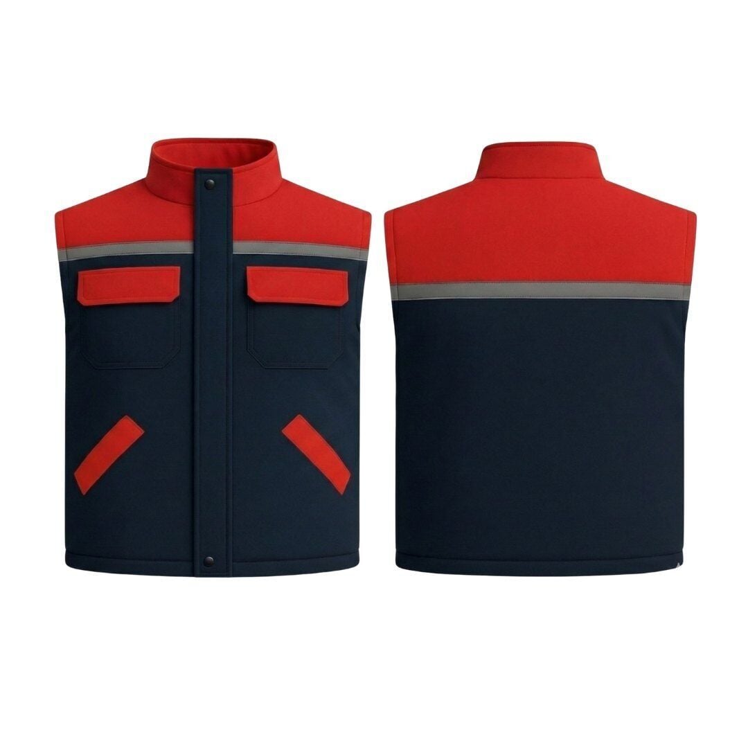 Gabardin İş Yeleği 2XL-3XL - Kırmızı-Lacivert - 50 adet