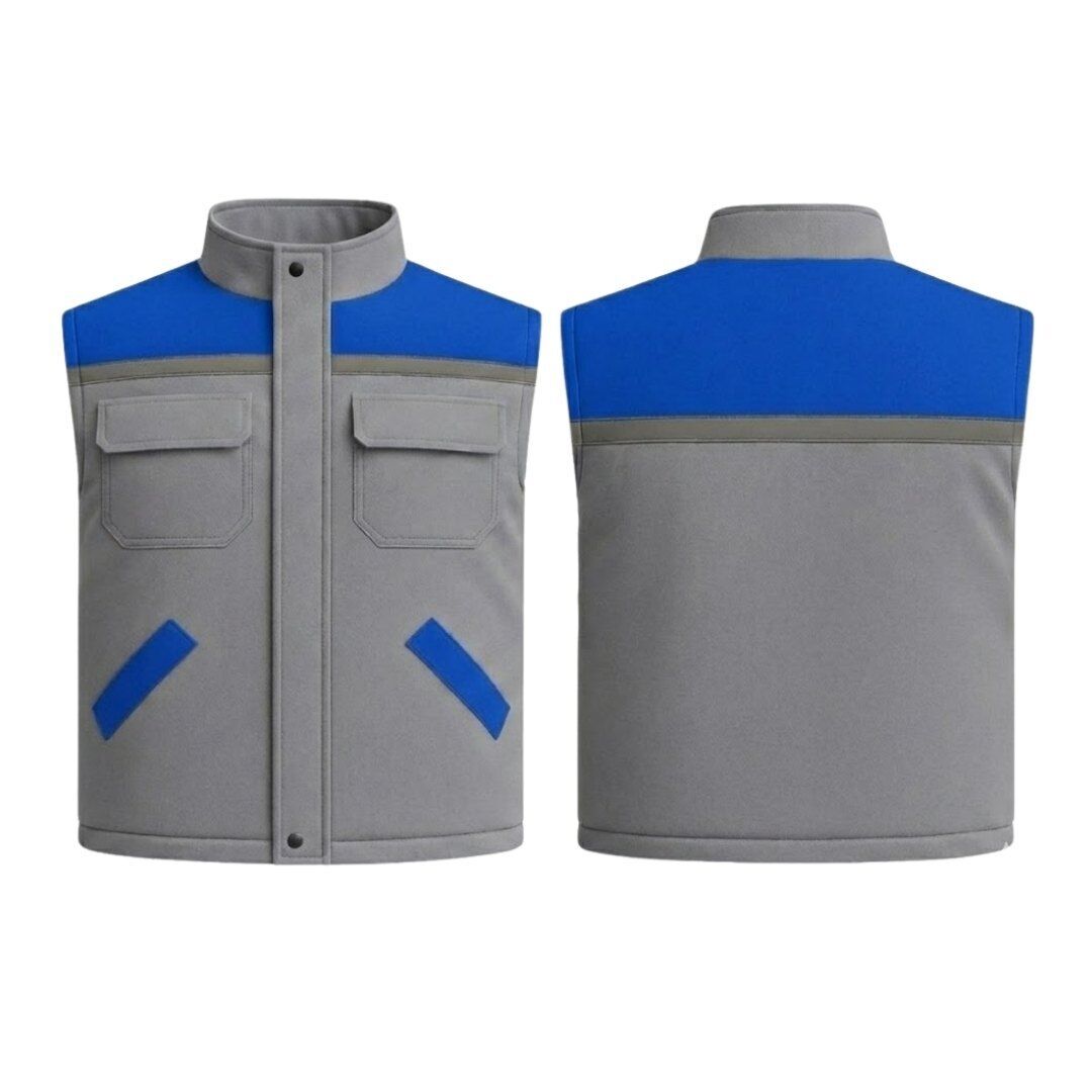 Gabardin İş Yeleği 2XL-3XL - Gri-Mavi - 50 adet