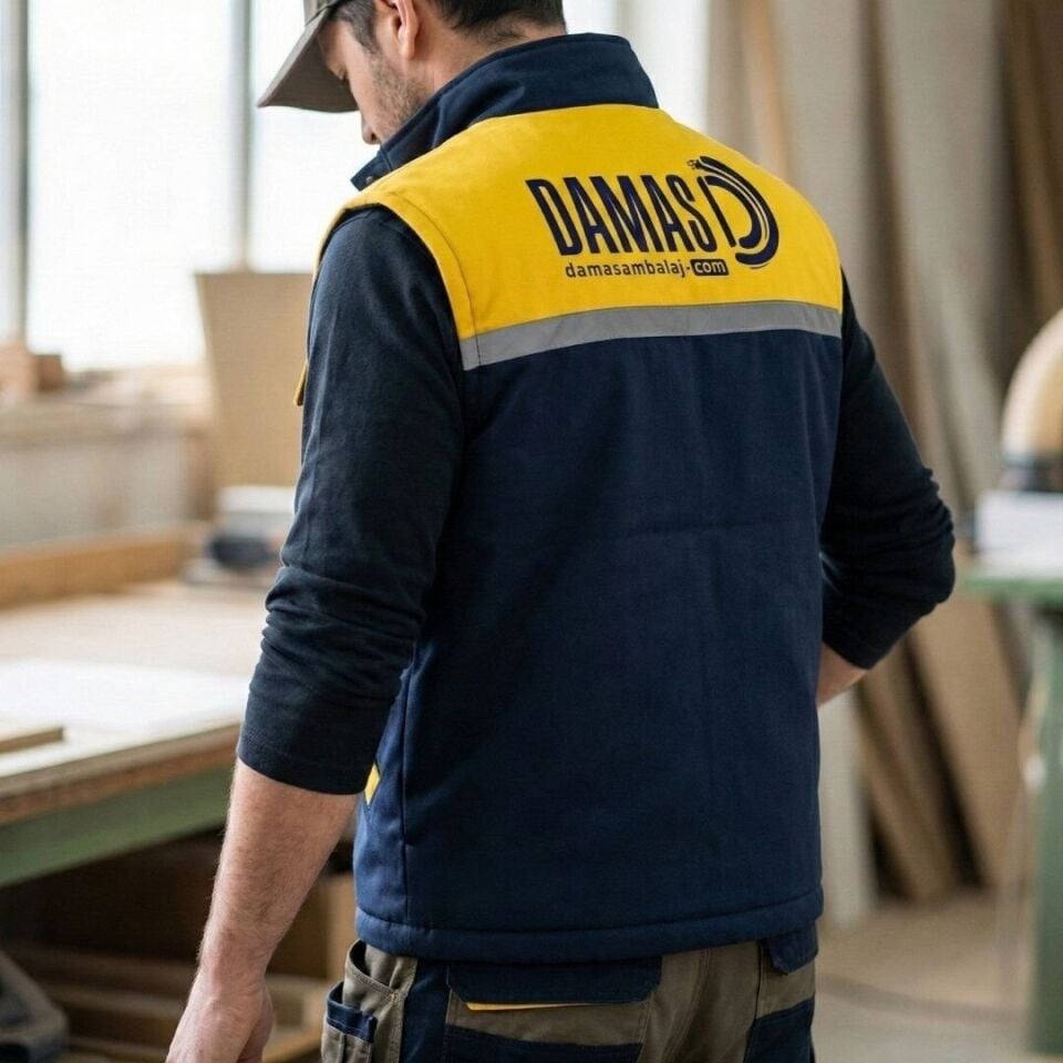 Gabardin İş Yeleği S-M  - Mavi-Lacivert - 100 adet