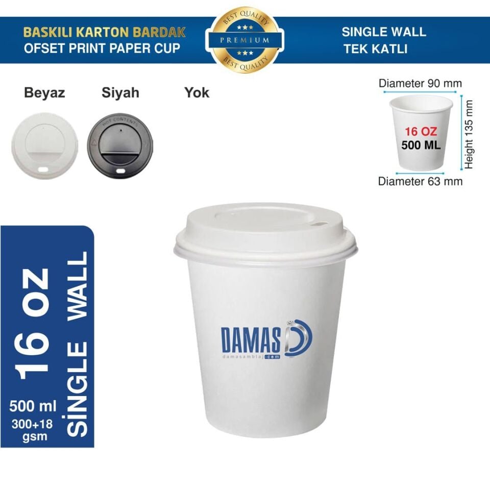 Paper Cup Offset Printing Single Layer 16 oz