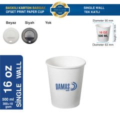 Karton Bardak Tek Katlı 16 oz ( Baskılı )