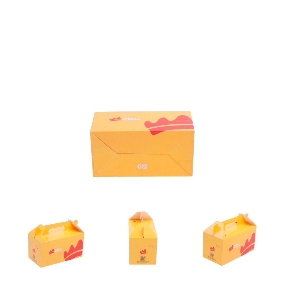 Saplı Karton Yemek Kutusu DMSYK-001 10.000 adet - 22.8x11.3x12 cm - İç Selefonlu