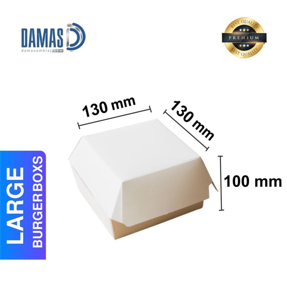 Hamburger Box White 130 x 130 x 100 - Unprinted - 25,000 pieces
