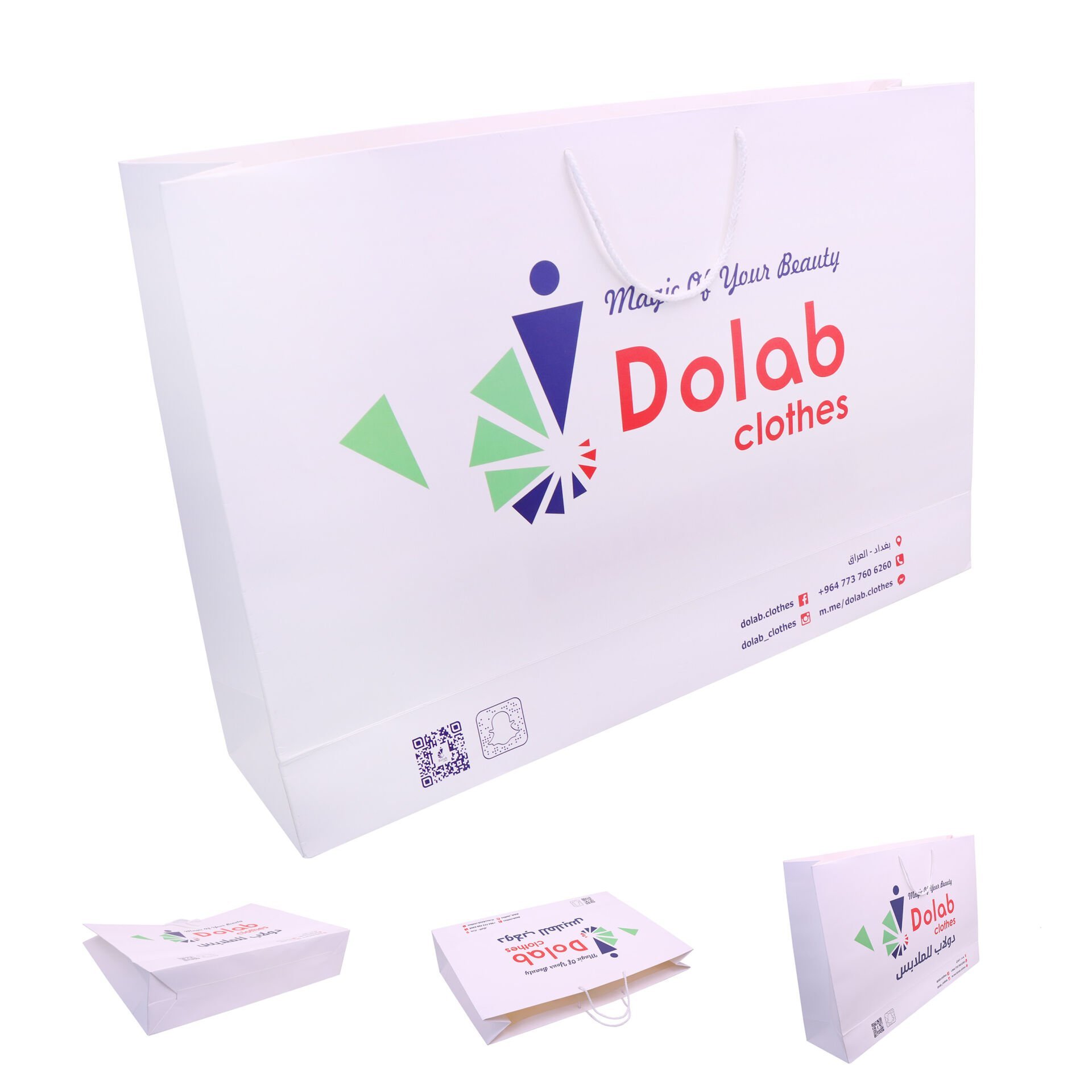 Printed Cardboard Bag with Rope (Large)