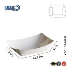 Kraft Cardboard Boat Plate (Printed / Unprinted) Offset Printing - 10,000 pieces - 9x14,2x4 cm - A.Bristol - 300 gr - Inner Glossy Cellophane