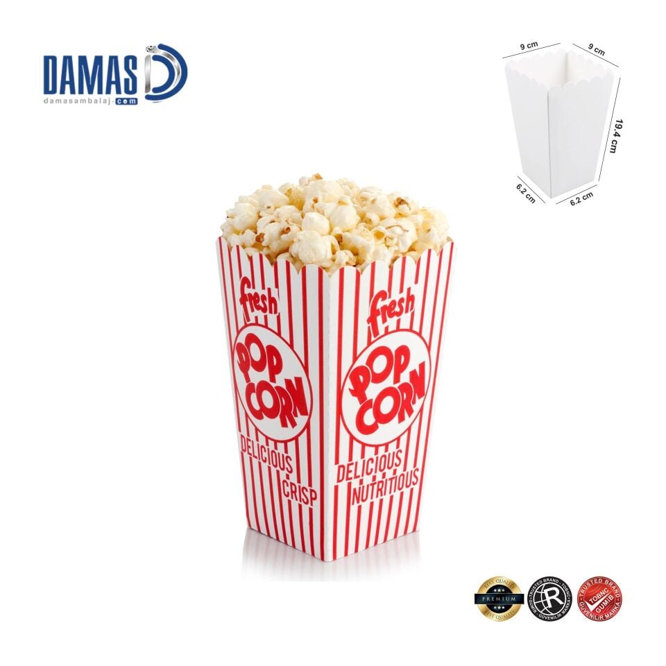 علبة فشار كرتون ابيض (مطبوعة)