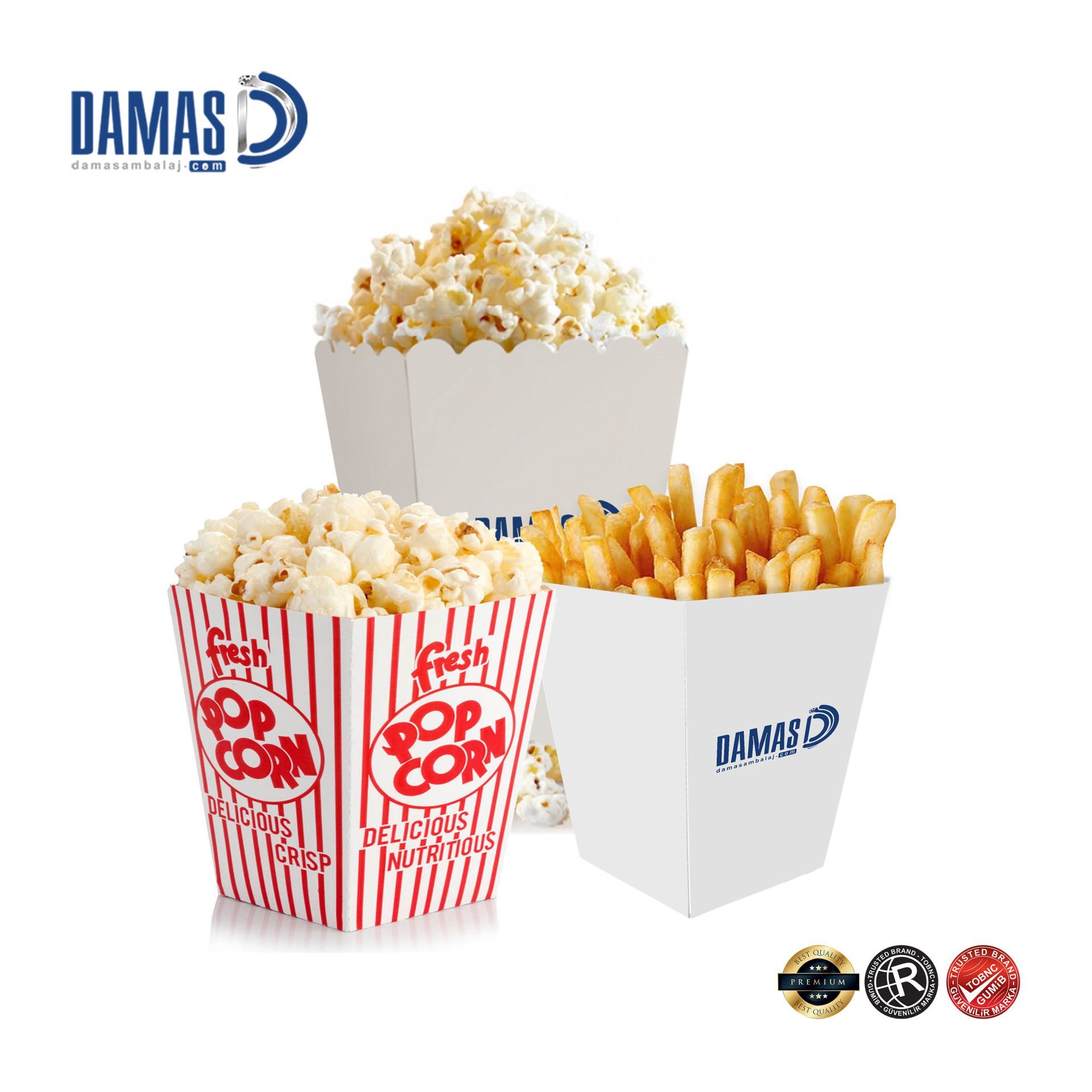 Popcorn Kutu Beyaz ( Baskılı )